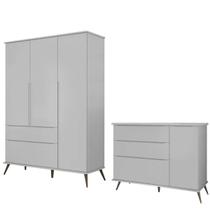 Quarto Infantil Bebê Com Cômoda Guarda Roupa Pés Retro