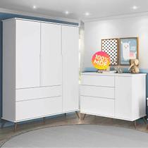 Quarto Infantil Bebê Com Guarda Roupa Retro + Cômoda Retro
