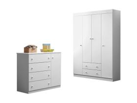 Quarto Infantil Bebê Elisa Cômoda E Guarda Roupa Branco - Phoenix Baby Quarto Infantil Bebê Elisa Cômoda E Guarda Roupa Branco - Phoenix Baby