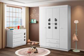 Quarto Infantil Bebê Lívia Cômoda E Guarda Roupa Branco _Phoenix Baby Quarto Infantil Bebê Lívia Cômoda E Guarda Roupa Branco _Phoenix Baby