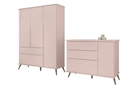 Quarto Infantil Bebê Rêtro Ana Vitória 2 Peças Rôse 100% MDF