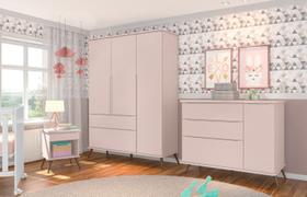 Quarto Infantil Bebê Rêtro Melinda Rôse Roupeiro E Cômoda Quarto Infantil Bebê Rêtro Melinda Rôse Roupeiro E Cômoda