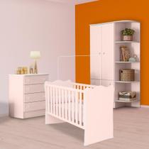 Quarto Infantil Berço, Cômoda 4G e Guarda Roupa 2P Rosa