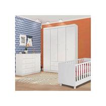 Quarto Infantil Berço doce Sonho com Cômoda e Guarda Roupa Infantil Elisa Cor Branco - Phoenix