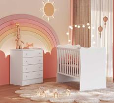 Quarto Infantil Berço e Cômoda Lua Encantada Branco