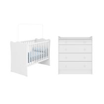 Quarto Infantil Berço e Cômoda Trocador Branco Quarto Infantil Berço e Cômoda Trocador Branco