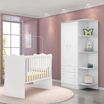 Quarto Infantil Berço e Guarda Roupa 2P Branco