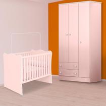 Quarto Infantil Berço e Guarda Roupa 3P 2G Rosa