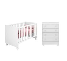 Quarto Infantil Berço Mini Cama Americano Branco - Qmovi Quarto Infantil Berço Mini Cama Americano Branco - Qmovi