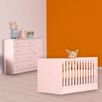 Quarto Infantil Berço Mini Cama e Cômoda Sapateira Rosa Quarto Infantil Berço Mini Cama e Cômoda Sapateira Rosa
