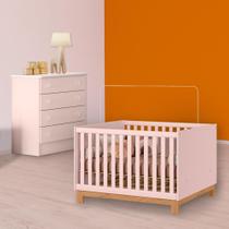 Quarto Infantil Berço Mini Cama Slim e Cômoda 4G Rosa