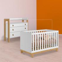 Quarto Infantil Berço Mini Cama Slim e Cômoda C/Nicho Branco