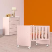 Quarto Infantil Berço Reto e Cômoda Rosa Quarto Infantil Berço Reto e Cômoda Rosa