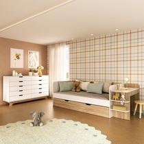 Quarto Infantil Cama de Solteiro 3 em 1 e Cômoda 10 Gavetas em Mdf Premium Helena e Alice