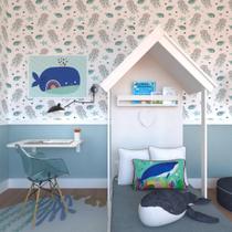 Quarto Infantil Cama Helena e Mesa Dobrável KitCubos Espresso Móveis Branco Quarto Infantil Cama Helena e Mesa Dobrável KitCubos Espresso Móveis Branco