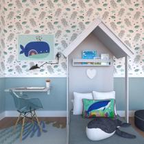 Quarto Infantil Cama Helena e Mesa Dobrável KitCubos Espresso Móveis Cinza Cristal Quarto Infantil Cama Helena e Mesa Dobrável KitCubos Espresso Móveis Cinza Cristal