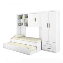 Quarto Infantil Chiara Completo Roupeiro 2 Portas + Módulo Aéreo c/ Nicho + Cama