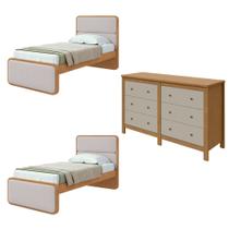 Quarto Infantil com 2 Camas de Solteiro Loop e 1 Cômoda Maggiore