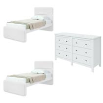 Quarto Infantil com 2 Camas de Solteiro Loop e 1 Cômoda Maggiore