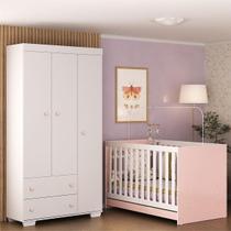 Quarto Infantil com Berço 3 em 1 e Guarda-Roupas Algodão Doce Multimóveis MP4247
