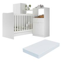 Quarto Infantil com Berço 4 em 1 e Colchão Incluso Sofia Multimóveis Branco