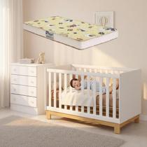 Quarto Infantil Com Berço Colchão E Cômoda Padrão Americano Branco Acetinado
