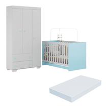 Quarto Infantil com Berço Colchão Incluso e Guarda-Roupas Algodão Doce Multimóveis MP4248