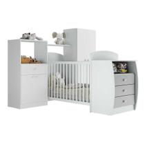 Quarto Infantil Com Berço-cômoda E Colchão Incluso Laura Multimóveis Branco/cinza Quarto Infantil Com Berço-cômoda E Colchão Incluso Laura Multimóveis Branco/cinza