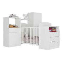 Quarto Infantil Com Berço-cômoda E Colchão Incluso Laura Multimóveis Branco Quarto Infantil Com Berço-cômoda E Colchão Incluso Laura Multimóveis Branco