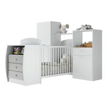 Quarto Infantil Com Berço-cômoda Laura Branco/cinza Quarto Infantil Com Berço-cômoda Laura Branco/cinza