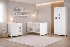 Quarto Infantil com Berço Roupeiro e Cômoda Lunni- MobiBaby