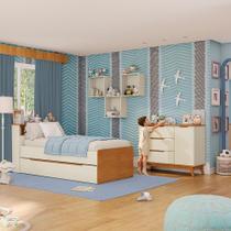 Quarto Infantil com Cama Auxiliar CB1502 1 Porta 3 Gavetas MDP BP 214cm Argila-jequetiba Kappesberg Quarto Infantil com Cama Auxiliar CB1502 1 Porta 3 Gavetas MDP BP 214cm Argila-jequetiba Kappesberg