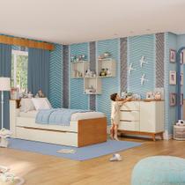 Quarto Infantil com Cama Auxiliar Crescer Kappesberg Argila/Jequetiba