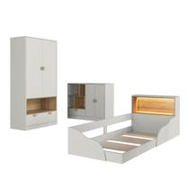 Quarto Infantil com Cama de Solteiro Montessoriana Cômoda e Guarda Roupas Lille Cj077 Quarto Infantil com Cama de Solteiro Montessoriana Cômoda e Guarda Roupas Lille Cj077