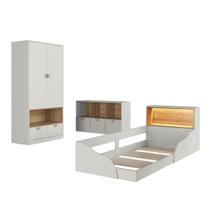 Quarto Infantil com Cama de Solteiro Montessoriana Cômoda e Guarda Roupas Lille CJ078 Quarto Infantil com Cama de Solteiro Montessoriana Cômoda e Guarda Roupas Lille CJ078
