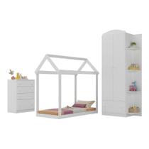 Quarto Infantil Com Cama Montessoriana E Colchão Incluso João E Maria Multimóveis Mx4266 Branco Quarto Infantil Com Cama Montessoriana E Colchão Incluso João E Maria Multimóveis Mx4266 Branco