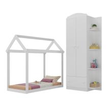Quarto Infantil Com Cama Montessoriana E Guarda-roupas João E Maria Multimóveis Mx4271 Branco Quarto Infantil Com Cama Montessoriana E Guarda-roupas João E Maria Multimóveis Mx4271 Branco