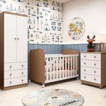 Quarto Infantil com Colchão Maia 2 PT 7 GV Branco e Carvalho