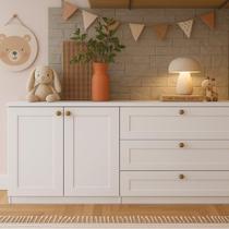 Quarto Infantil com Cômodas 3 Gavetas e Armário 2 Portas Provençais 100% Mdf Infinity Branco Fosco Quarto Infantil com Cômodas 3 Gavetas e Armário 2 Portas Provençais 100% Mdf Infinity Branco Fosco