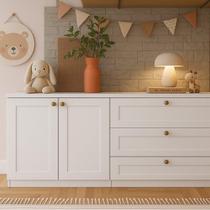Quarto Infantil com Cômodas 3 Gavetas e Armário 2 Portas Provençais 100% Mdf Infinity Branco Fosco Quarto Infantil com Cômodas 3 Gavetas e Armário 2 Portas Provençais 100% Mdf Infinity Branco Fosco