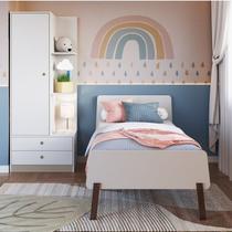 Quarto Infantil com Guarda Roupa 1 Porta e Cama Solteiro Lara