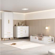 Quarto Infantil com Guarda-Roupa 2 Portas 2 Gavetas com Cômoda e Cama Magia Espresso Móveis