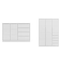 Quarto Infantil com Guarda-Roupa 3 Portas 4 Gavetas e Cômoda Pérola