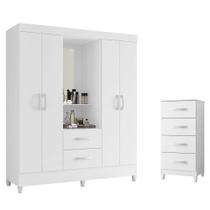 Quarto Infantil Com Guarda Roupa 4 Portas Capela e Cômoda Mobi