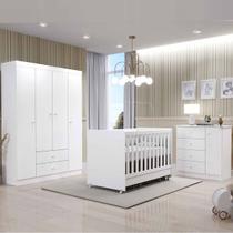 Quarto Infantil Com Guarda Roupa 4 Portas, Cômoda E Berço