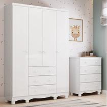 Quarto Infantil com Guarda-roupa 4 Portas e Cômoda 4 Gavetas 100% Mdf Mimo Espresso Móveis