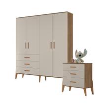 Quarto Infantil com Guarda Roupa 4 Portas e Comoda Carvalho Canaã Baby Quarto Infantil com Guarda Roupa 4 Portas e Comoda Carvalho Canaã Baby