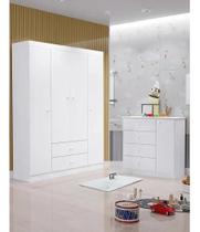 Quarto Infantil com Guarda Roupa 4 Portas e comoda sapateira