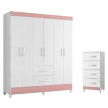 Quarto Infantil Com Guarda Roupa 6 Portas e Cômoda Mobi