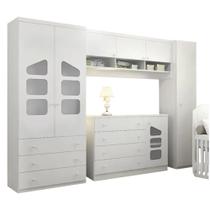 Quarto Infantil com Guarda Roupa Modulado e Cômoda 04 Gavetas Eloísa Branco - Phoenix Baby